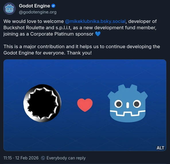 Buckshot Roulette dev becomes a major Godot Engine donor
